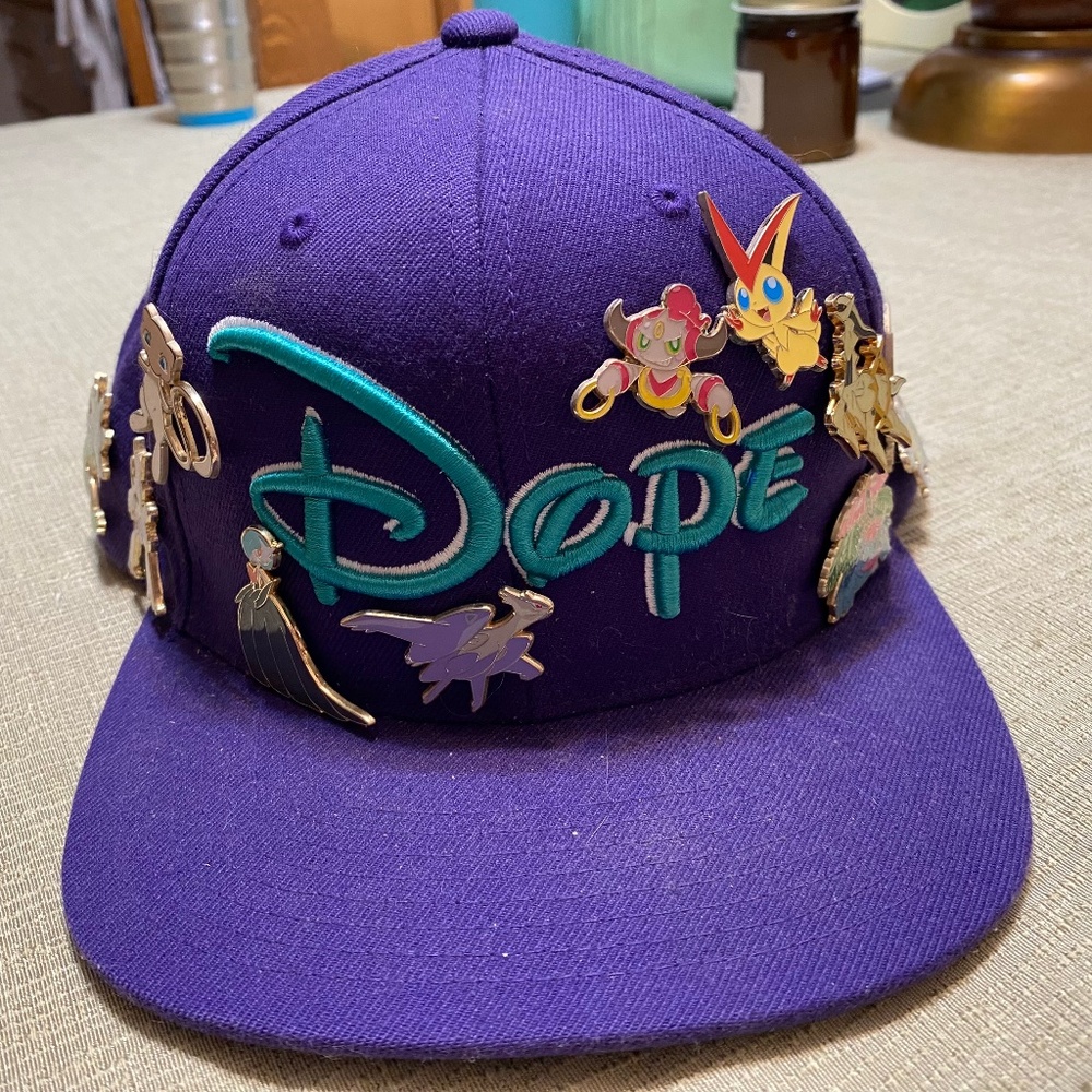 Pokemon Dope purple adjustable ball cap 16 Pokemon pins